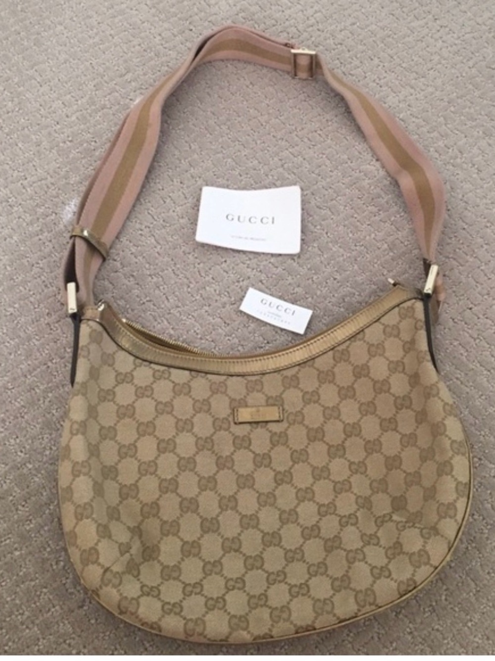 Gucci GG Monogram Canvas Half Moon Crescent Crossbody Bag